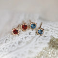 New Arrival Gold Plated Red Diamond Women Stud Earrings S925 Sterling Silver Blue Rhinestones Stud Earrings for Gifts