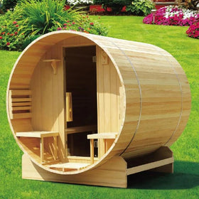 Smartmak Outdoor Cedar Barrel Sauna With Wood Stove Burning Panorama Sauna Room
