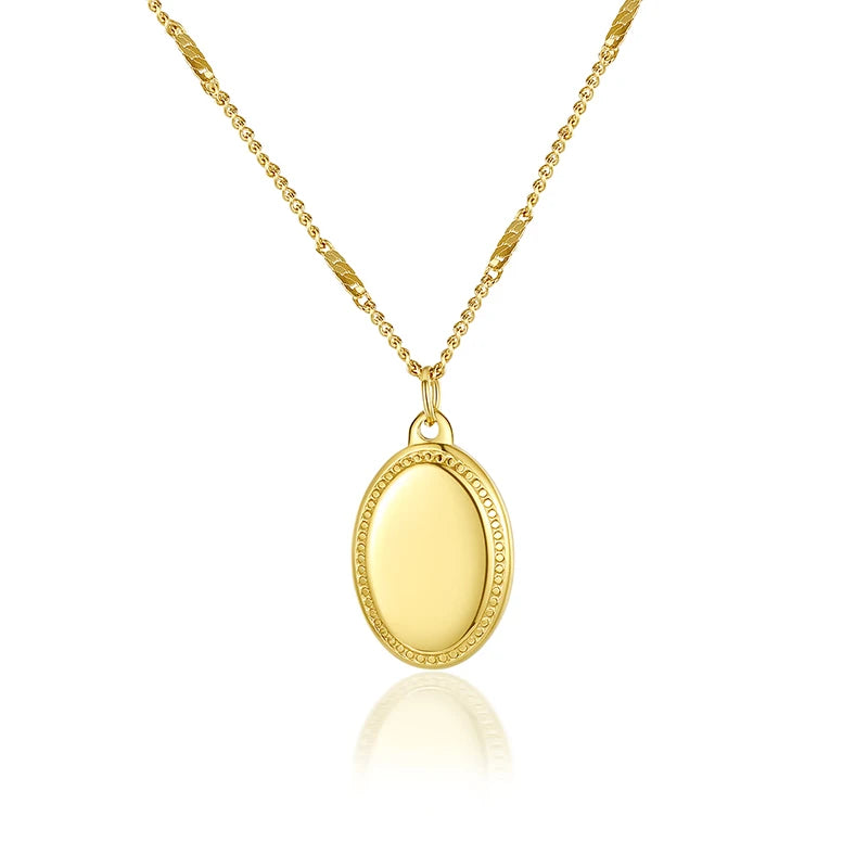 Fashion Oval Geometric Pendant Necklace Women 2021 New Stainless Steel Gold Minimalist Necklace Female Design