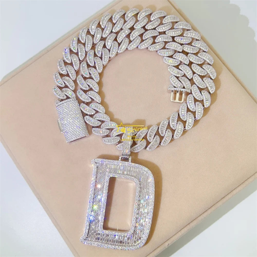 High End Fine Jewelry Letter D Initial Name Hip Hop Iced Out Certified Moissanite Diamond Custom Pendant