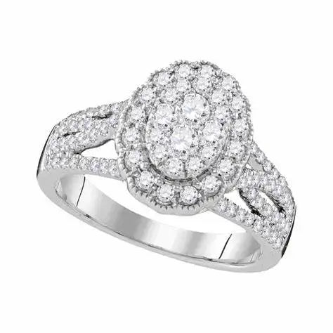 Oval Cluster Women Sterling Silver 925 Jewellery Luxury Engagement Wedding Rings Bulk Wholesale
