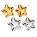 Waterproof High Polish Stainless Steel Gold Plated Chunky Five-star Stud Earrings Glossy Charm Jewelry for Women