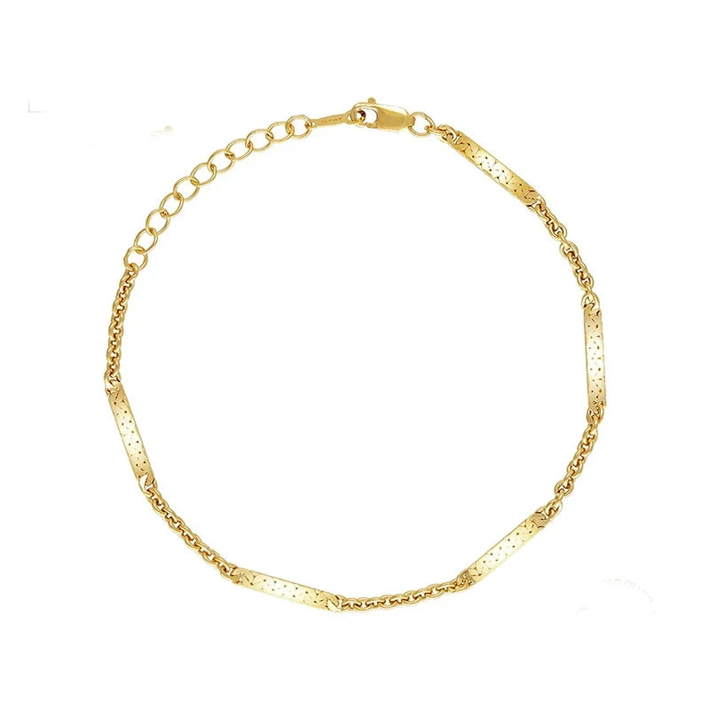 14K Gold Filled C Link Chain With Cable Chain Bracelet Boho Bridesmaid Herringbone Dapped Bar Chain 2.3mm Necklace Jewelry