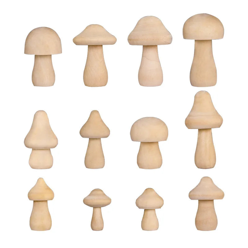 Creative Kindergarten Wooden Embryo Children's Early Education Diy Painted Toys Wooden Mushrooms