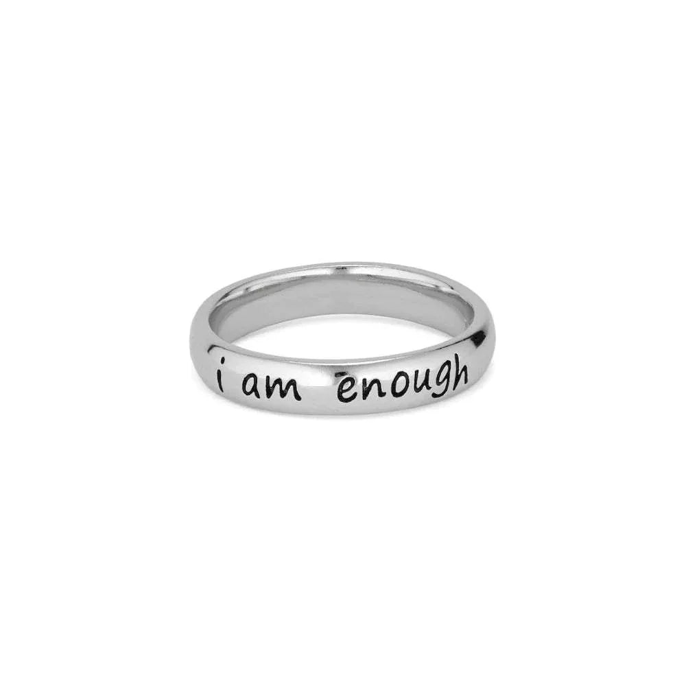 Rainbowking 925 Silver English I Am Enough to Meet the Ring Female #6#7#8#9 Finger Around Engraved Ring Fine Jewelry Ring
