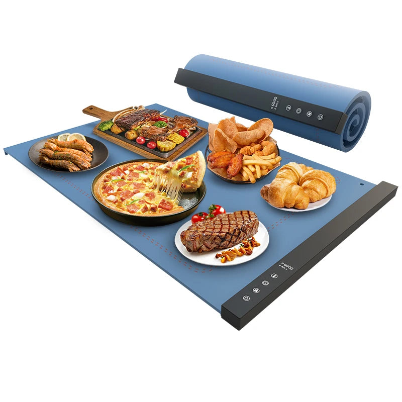 Electric Warming Tray with Temperature Flexible Food Warmer Hot Plate Placemat Foldable Silicone Electric Heating Mat for Food