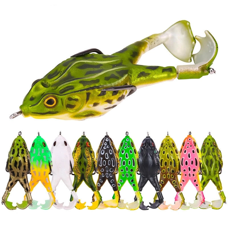 LETOYO 7.5cm 9cm 10cm Soft Frog Bait Double Propellers Legs Topwater Ray Frog Bigger Splash More Attractive