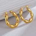18K Gold Plated Stainless Steel Hoop Earring Jewelry Gift C Shaped Bead Chunky Earrings for Women