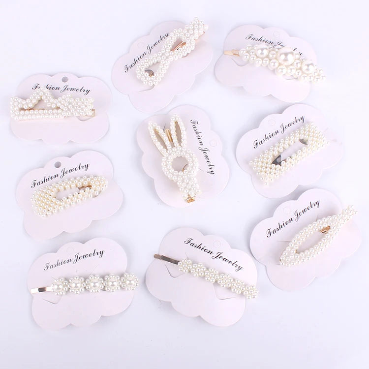 Wholesale Korean Pearl Hair Clip 18 Styles Woman Simple InsBB Word Korean Hair Clips