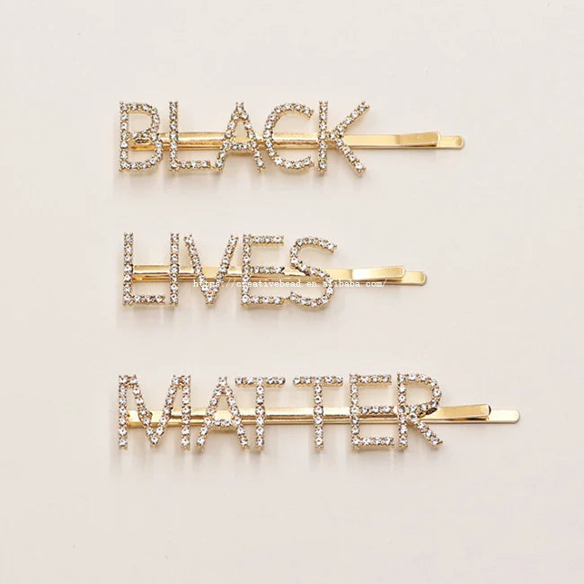 2025 Wholesale Women Rhinestone Hairgrip LIVES/BLACK/MATTER in Gold/Silver for Mixed Designs Barrette Hairpins