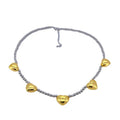 NM1356 Fashion Chic Two Dual Tone Silver Beads Beaded Gold 3D Puffy Puffed Bubble Love  Heart Station Women's Necklace
