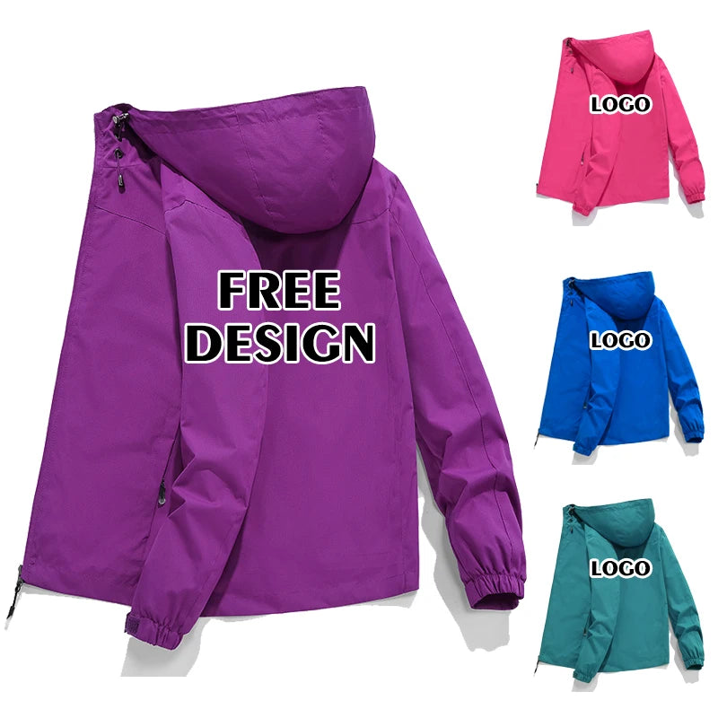2022 Custom Logo Outdoor Clothes Waterproof and Windproof Hidden Zipper Women Hoodie Jackets and Coats