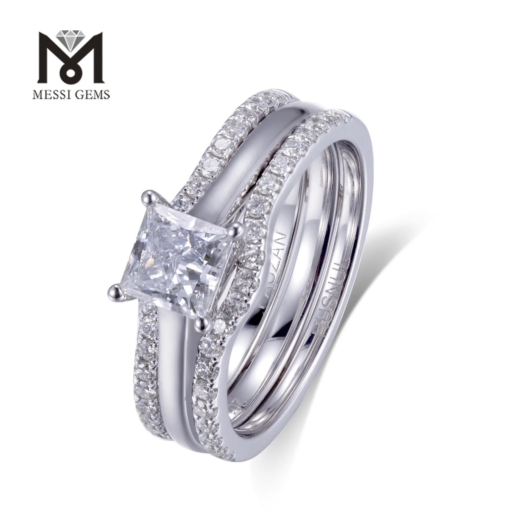 Messi Gems 18K White Gold Solitaire Engagement  Wedding Lab Grown Diamond  Suit Ring Jewelry
