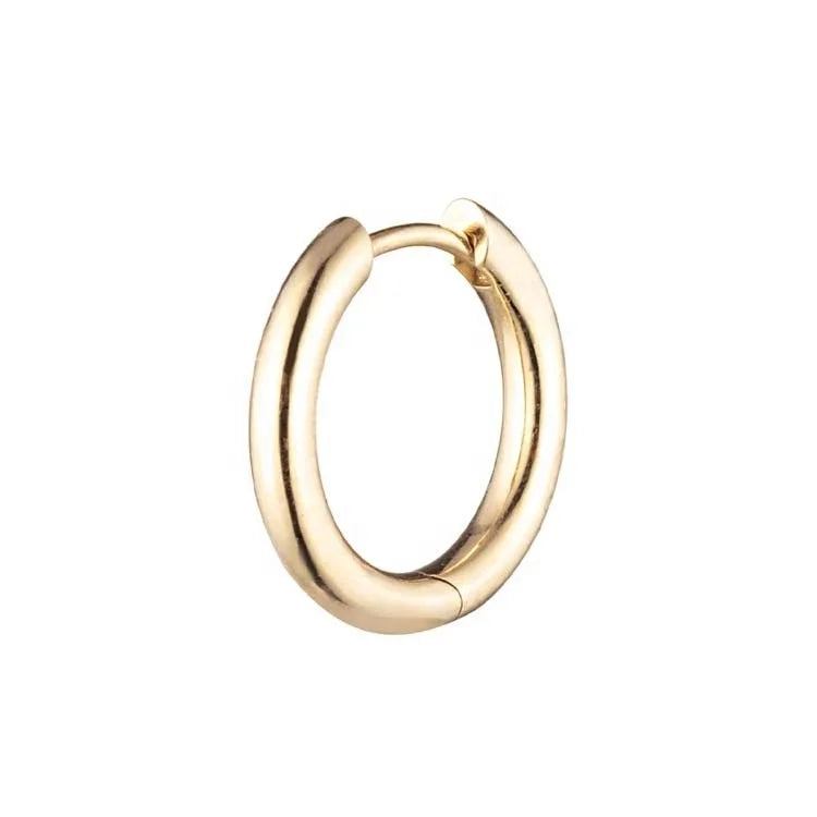 LOZRUNVE 925 Sterling Silver Plain Small Chunky Ear Hoop Earring Gold Jewelry