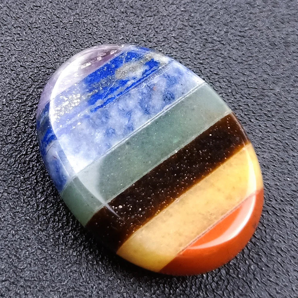 HY wholesale Chakra Style Assembled Oval Mixed Worry Stone Pendants For healing Crafts