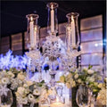 Saixin 5 Heads Cheap Tall Glass Candelabras for Wedding Centerpieces
