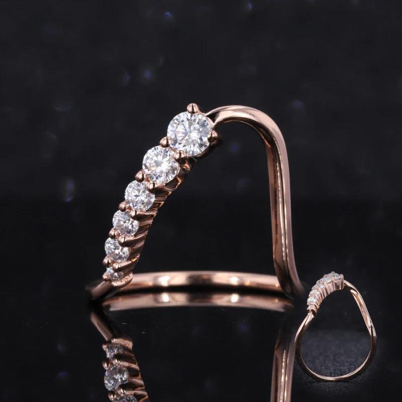 2022 Hot Sale Round Cut DEF VVS  Moissanite Gemstone Solid Wedding 14K Rose Gold Ring