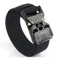 New Custom Zinc Alloy Buckle Tactical  Belt Adjustable Blue Polyester Elastic Webbing Belt for Men