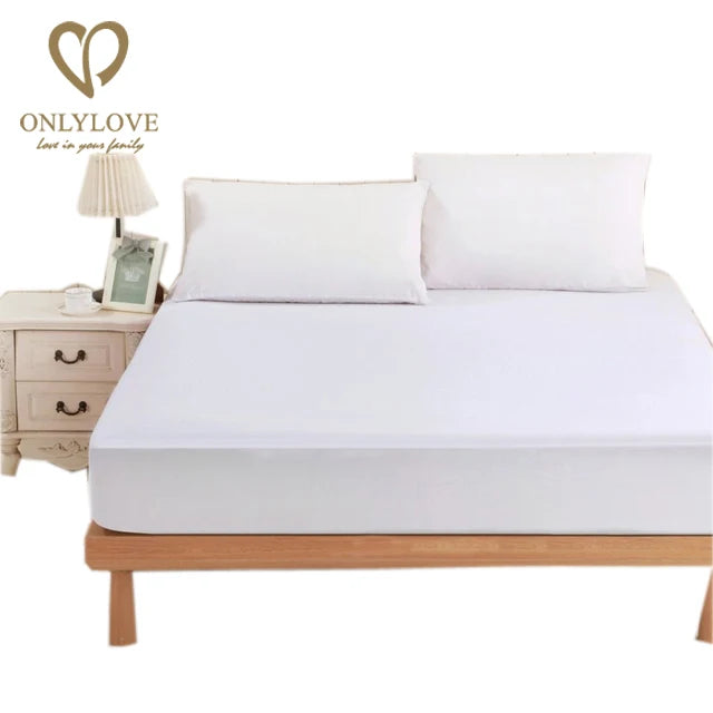 Luxury Cooling Full Knitted Plain Mattress Protector Waterproof Breathable Blocks Dust Mites Allergens Smooth Soft Polyester