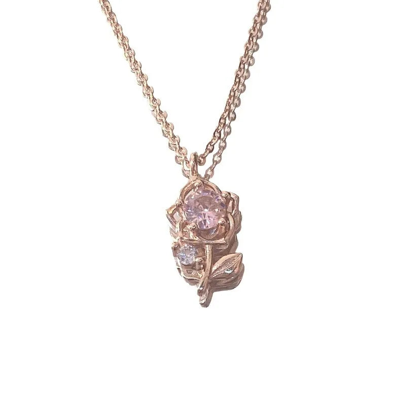 Women's Cute Charm Necklace Rose Gold Plated Stainless Steel Classic Geometric Style Joker Chain Engagement Certified