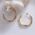 Fashion 18K Gold Plated Twisted Circle Earring Tarnish Free C Shape Titanium Stainless Steel Stud Earrings for Women YF3234
