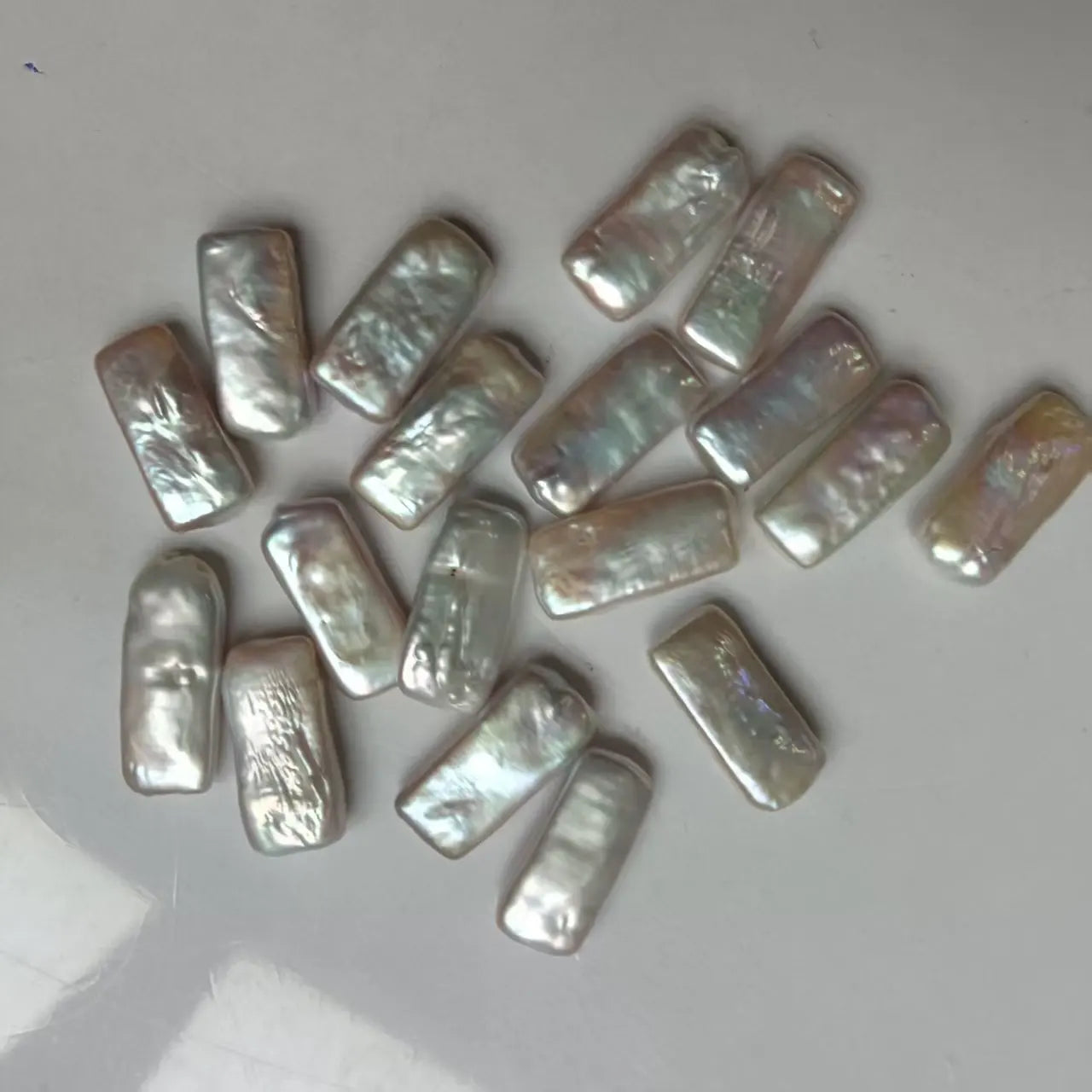 Freshwater Baroque Shape Rectangle Loose Pearl Big Size 9*20 MM in Nature Colors with No or Half  Hole Drilled