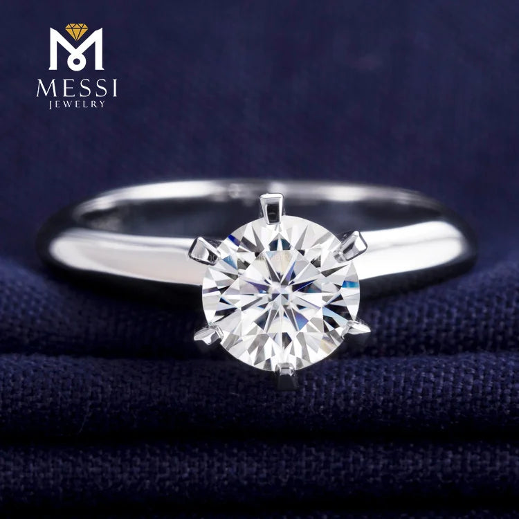 18k Solid Gold Diamond Ring Engagement Wedding White Moissanite Ring