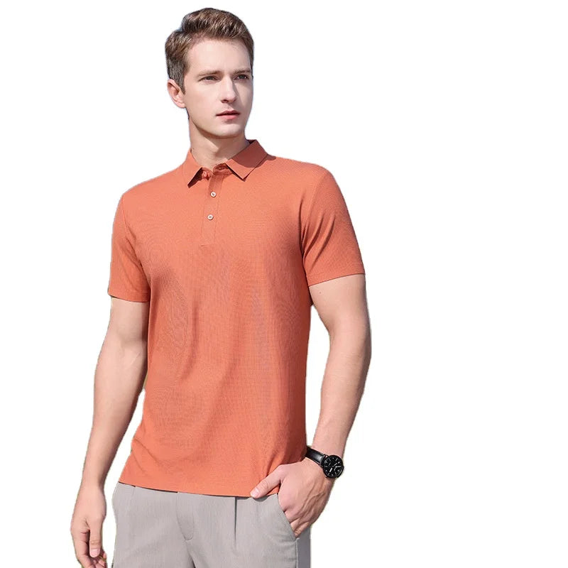Korean Men Plain Slim Fit Cotton Polo Shirt