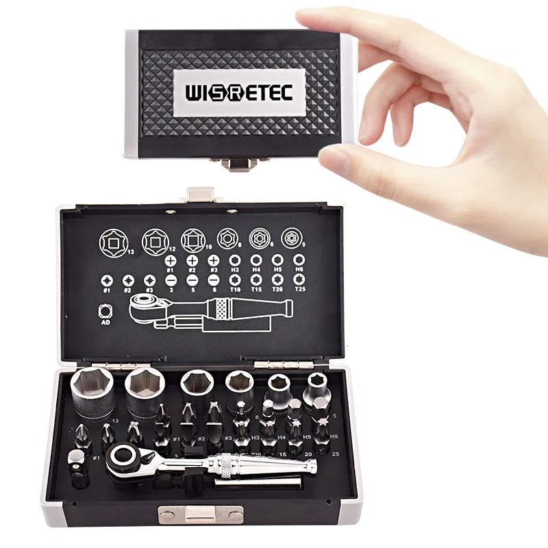 26pcs Mini Hexagon Ratchet Wrench Screwdriver Bits Combination Set Small Wrench Hand Tools Box Spanner Socket Sets Ferramenta