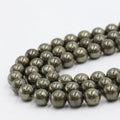 Wholesale Price Natural Gemstone 4-10mm Round Pyrite Stone Beads Loose Bead Strand for Jewelry Making