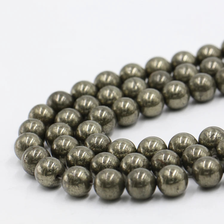 Wholesale Price Natural Gemstone 4-10mm Round Pyrite Stone Beads Loose Bead Strand for Jewelry Making
