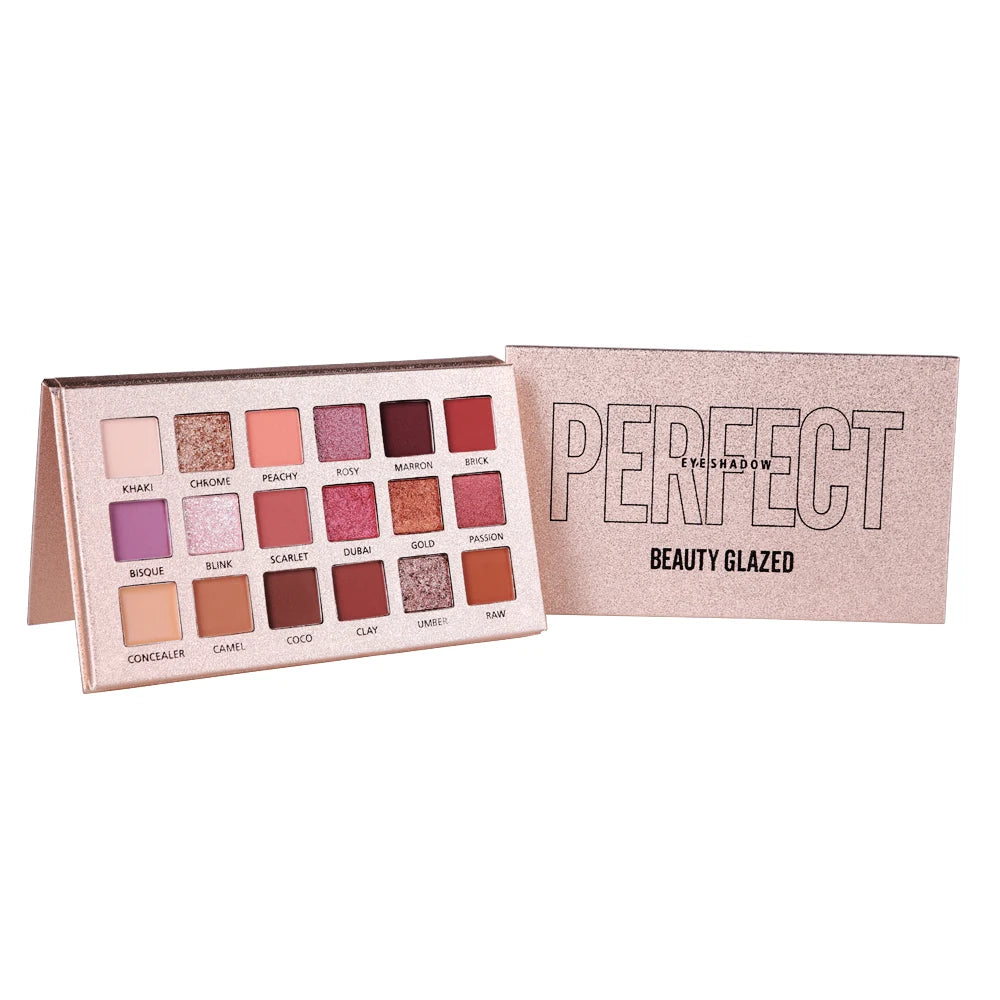 Beauty Glezed 2021 Wholesale Eyeshadow Palette 18 High Pigment Vegan Colors Luminous Metallic Powder for Everyday Use Makeup