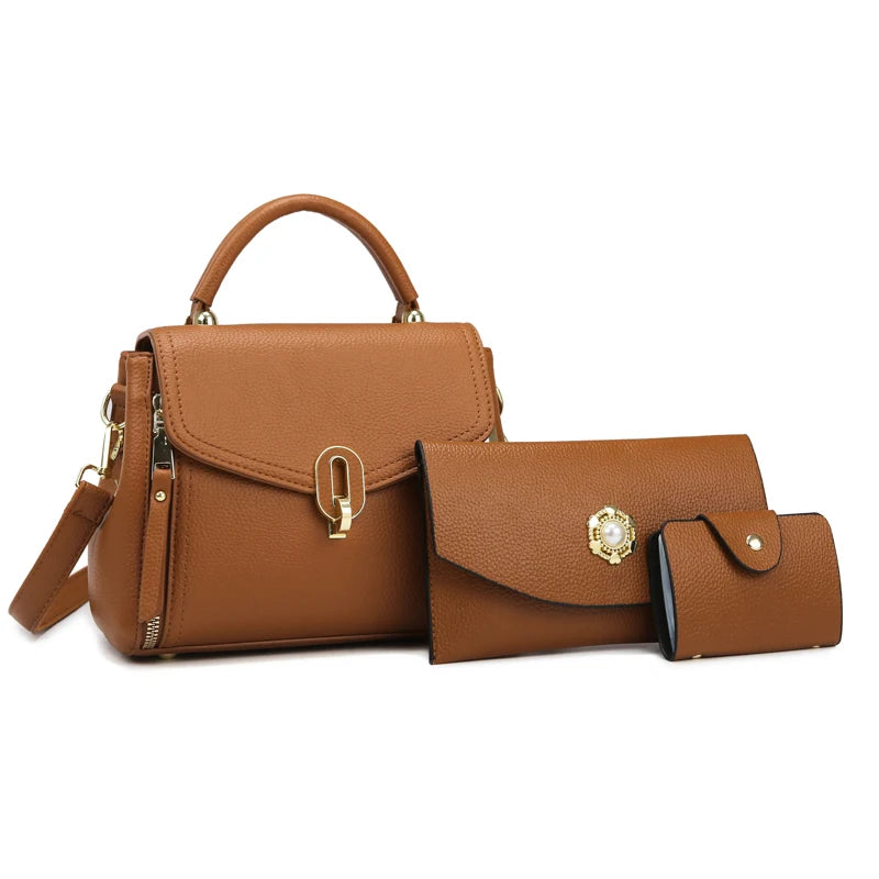 Fashionable Hand-held Crossbody Bag Niche Light Luxury Single Shoulder Bag Versatile Genuine Leather for Women