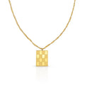 Chris April Fashion Stainless Steel PVD square Checkerboard Pendant Singapore Chain Necklace