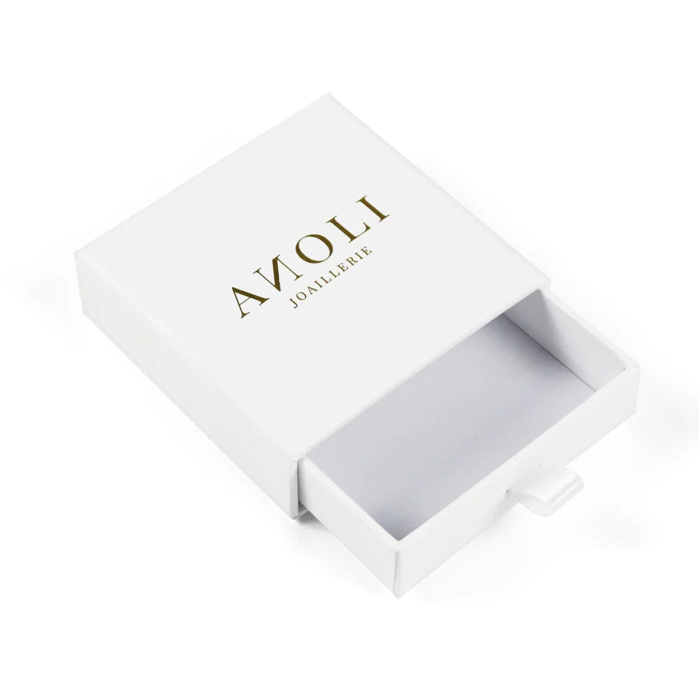Custom Logo Rigid Retail Sliding Out Gift Drawer Box With Foam Ribbon for Jewelry Accessory Bracelet Pendant Earring Storage