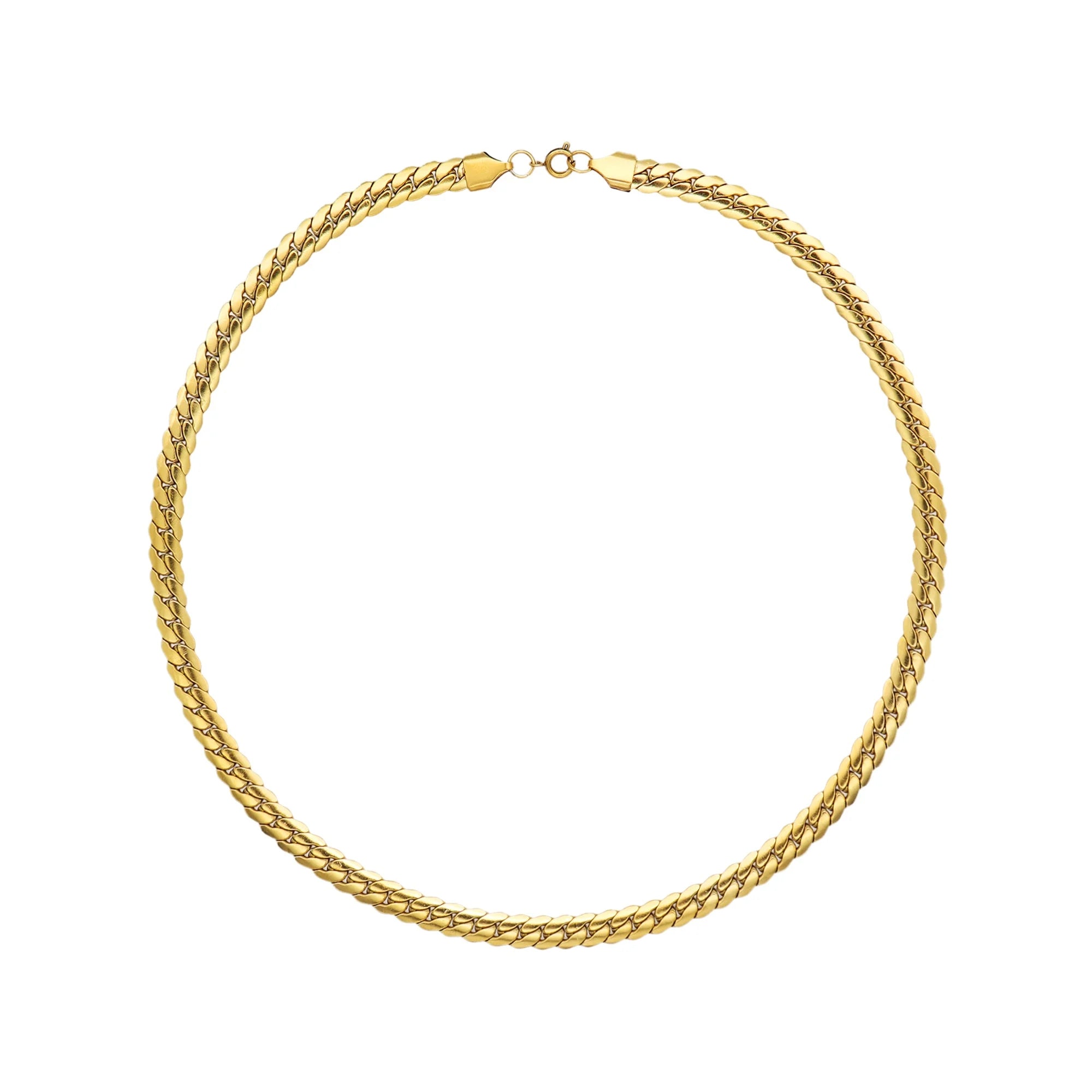 Chris April Fashion Jewelry in Stock 316L Stainless Steel PVD Gold Plated Wide Version Strand Necklace for Women