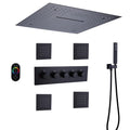 Matte Black Thermostatic Shower Set Play Music LED Shower System