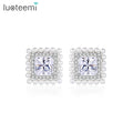 LUOTEEMI Stud Square Woman Imitation Pearl Korean Fashion Charm Earing Lady Large Zircon New Cubic Jewellery Earring