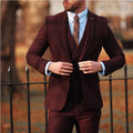 New Formal Custom Made Burgundy Men Suits 3 Pieces Leisure Wedding Tuxedos Party Business Veste Homme Grooms Blazer Sets