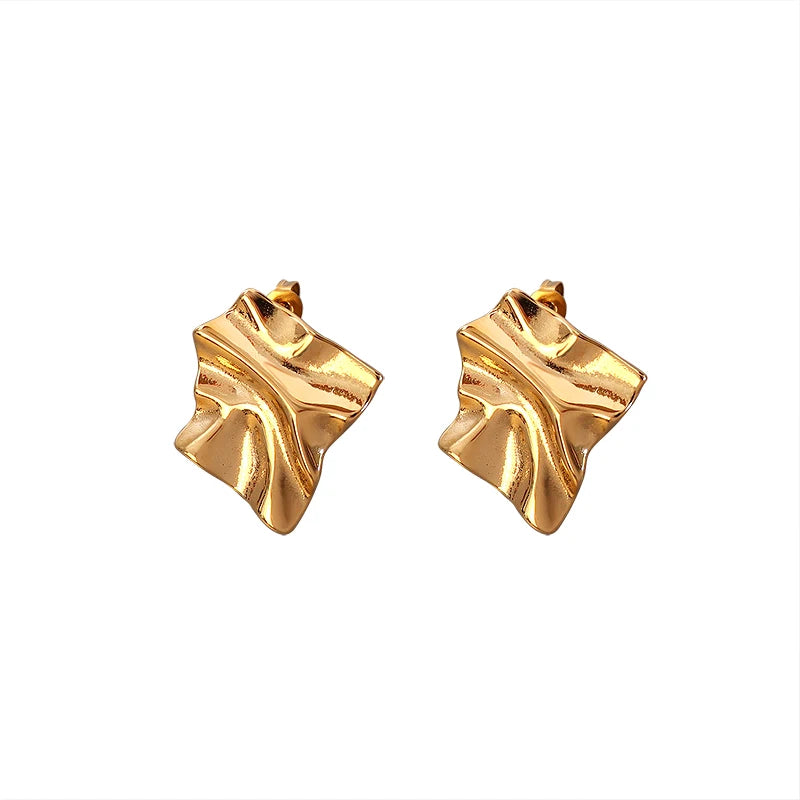 East Door Jewelry Pleated Alien Shape Texture Earrings Stainless Steel Cold Style Earrings