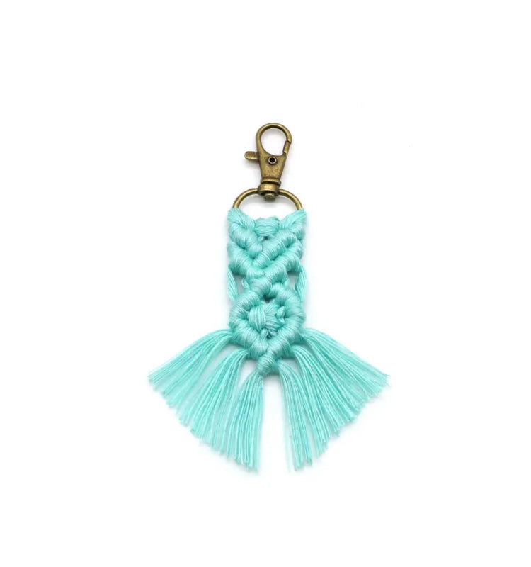 100% Cotton Handmade Macrame Keychain Keyring Charm for Purse Handbag Backpack Accessories