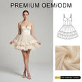 European American Retro High-End Suspender Dress Custom Brand Black White Contrasting Square Neck Tutu Mini Party Dress Natural