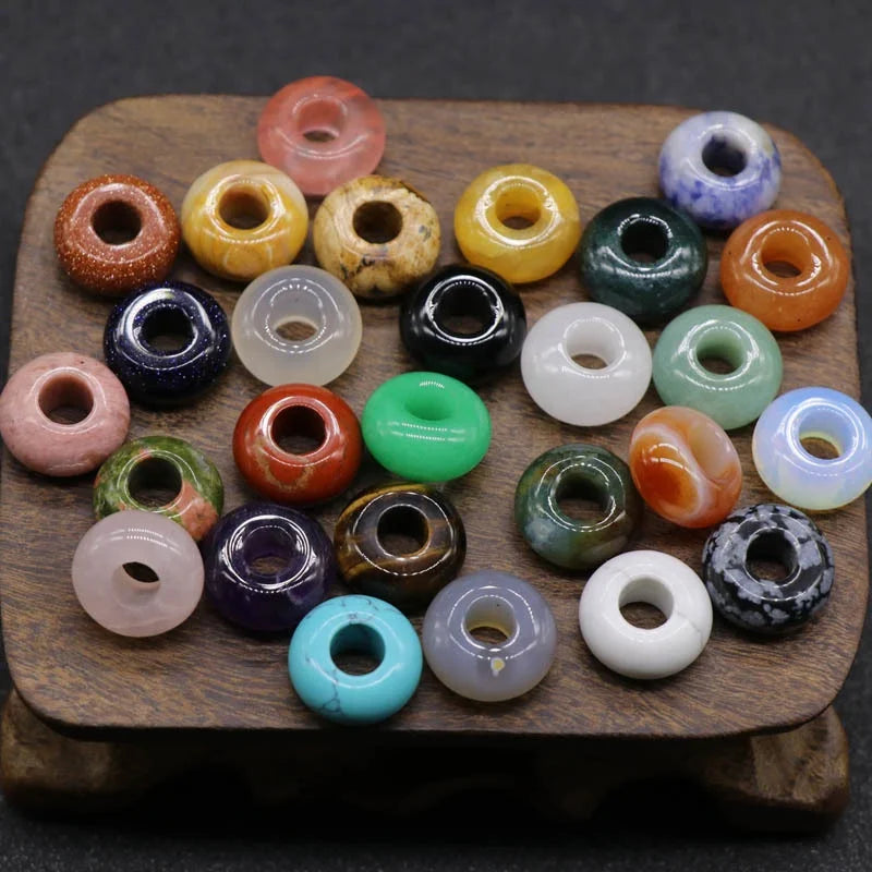 Wholesale Mixed Stone Gem Big Hole Loose Beads Charms Fit Charms Jewelry Bracelet