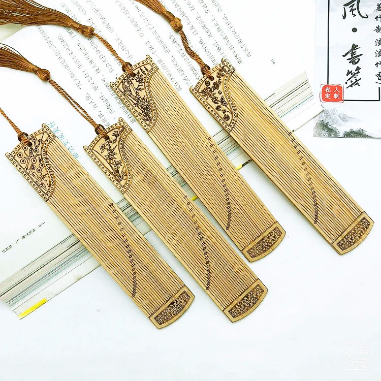 Eco-Friendly Retro Bamboo Bookmarks Laser-Carved Hollow Design Custom Logo Design Promotional Gifts OEM/ODM Available Customized