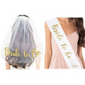 Bride to Be Hen Sash Veil Tiara  Accessories Glitter Ceremonial Shoulder Veil Decorative Set Single Bridal Party Straps X3160