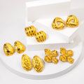 JUSNOVA Custom 18K PVD Gold Butterfly Flower Earrings Chunky Hypoallergenic Stainless Steel Studs Zircon Classic Wholesale