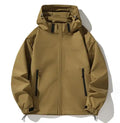 Custom Full Zip up Hoodies Anorak Jacket Solid Color Hooded Outdoor Windbreaker Jacket for Men