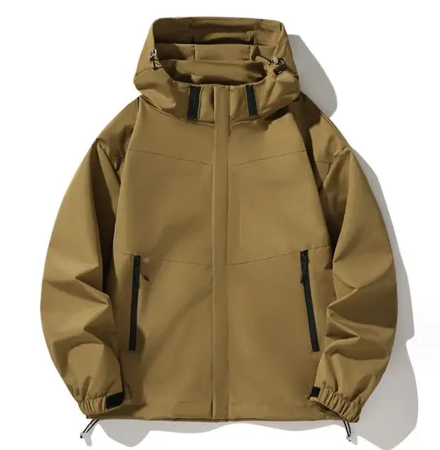 Custom Full Zip up Hoodies Anorak Jacket Solid Color Hooded Outdoor Windbreaker Jacket for Men