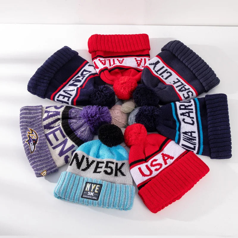 OEM Winter Festival Christmas Beanie Custom Logo Unisex Knit Hats with Jacquard Dot Fruit Character Patterns for Travel