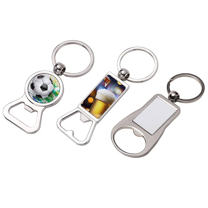 Customized Photo Print Stainless Steel Keychains Sublimation Blank Metal Beer Bottle Opener for Personalized Gifts